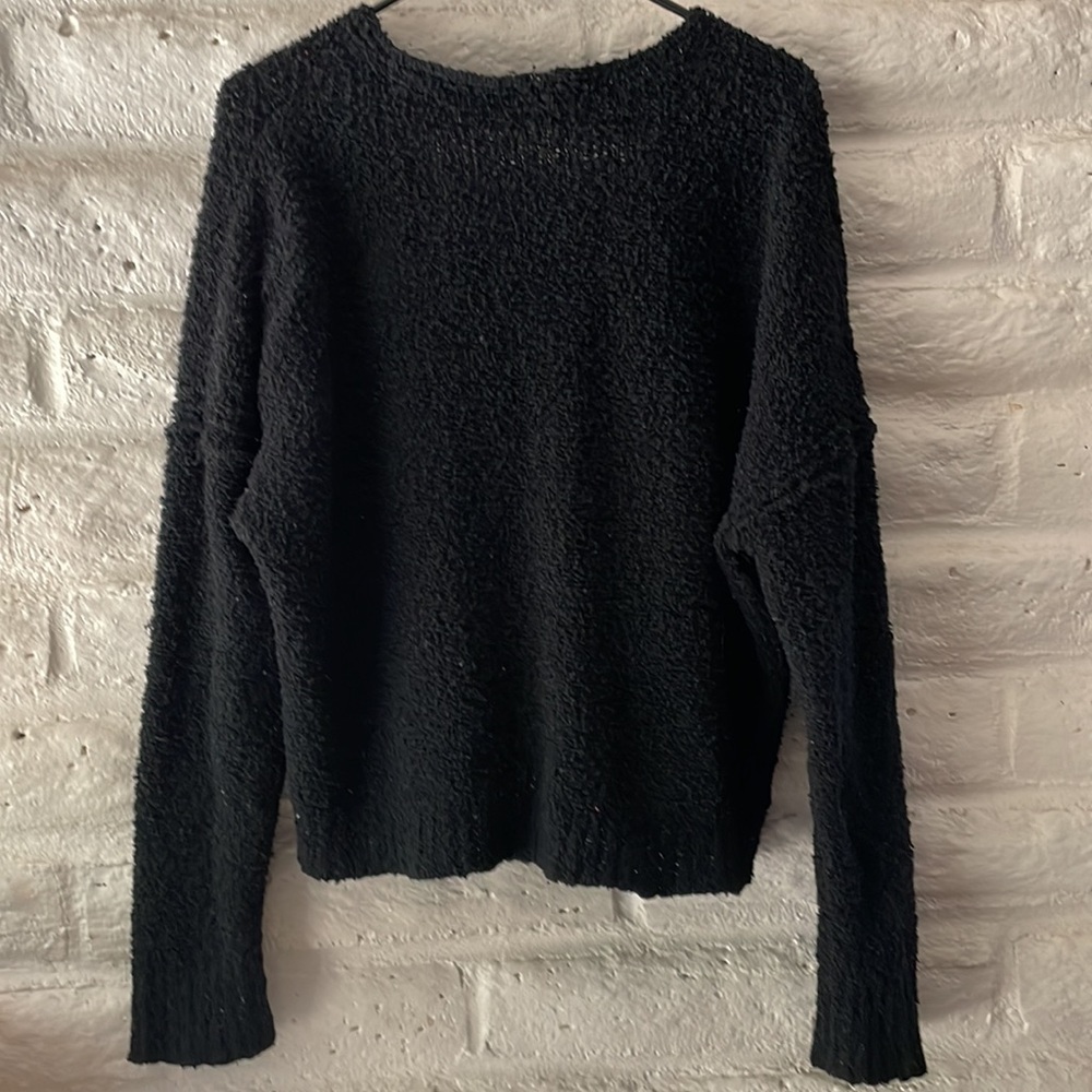 Free People Finder’s keepers textured black v-neck/off the shoulder sweater - Picture 4 of 6